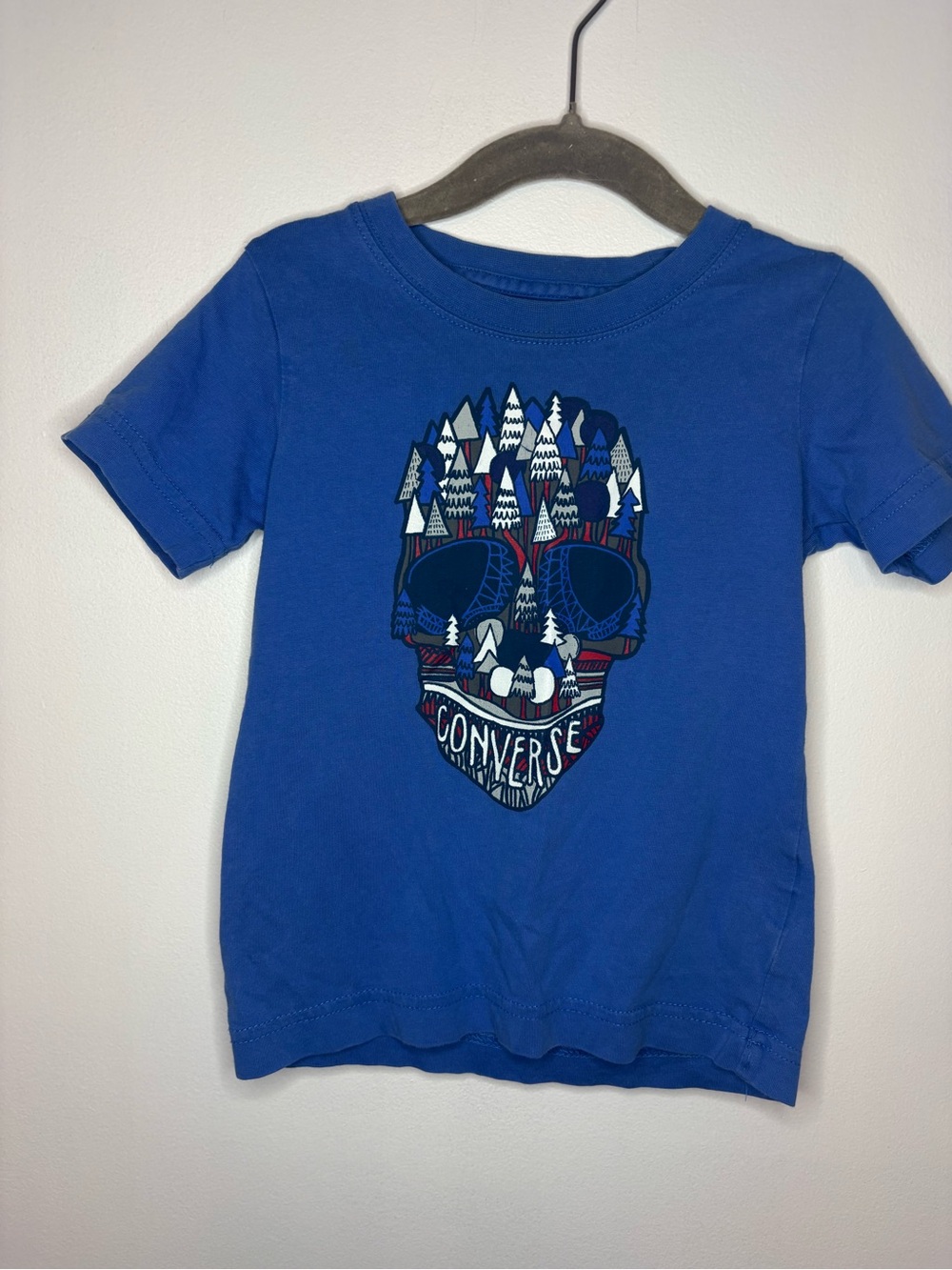 Converse Blue Short Sleeve Tee with Skull & Tree Graphic